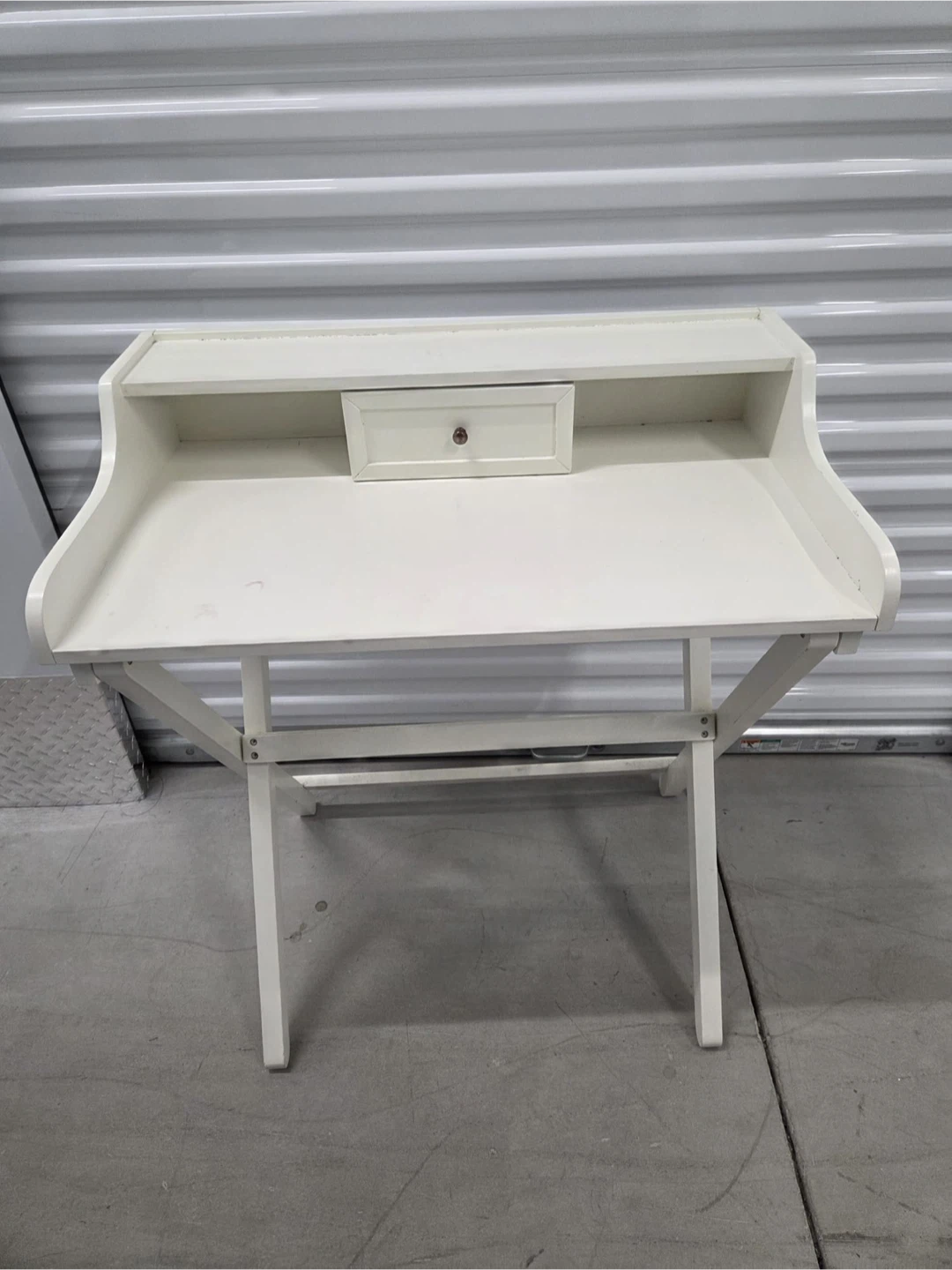 White Folding Desk with Drawer