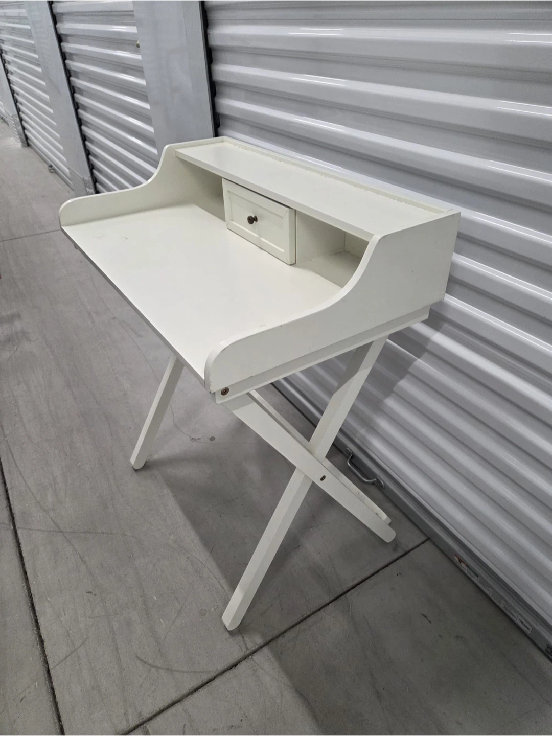 White Folding Desk with Drawer - photo 2