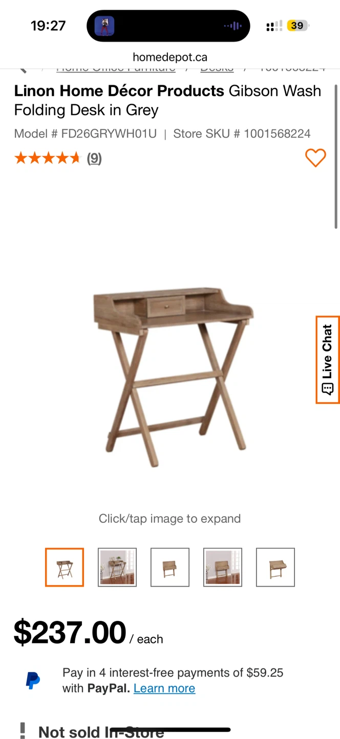 White Folding Desk with Drawer - photo 5