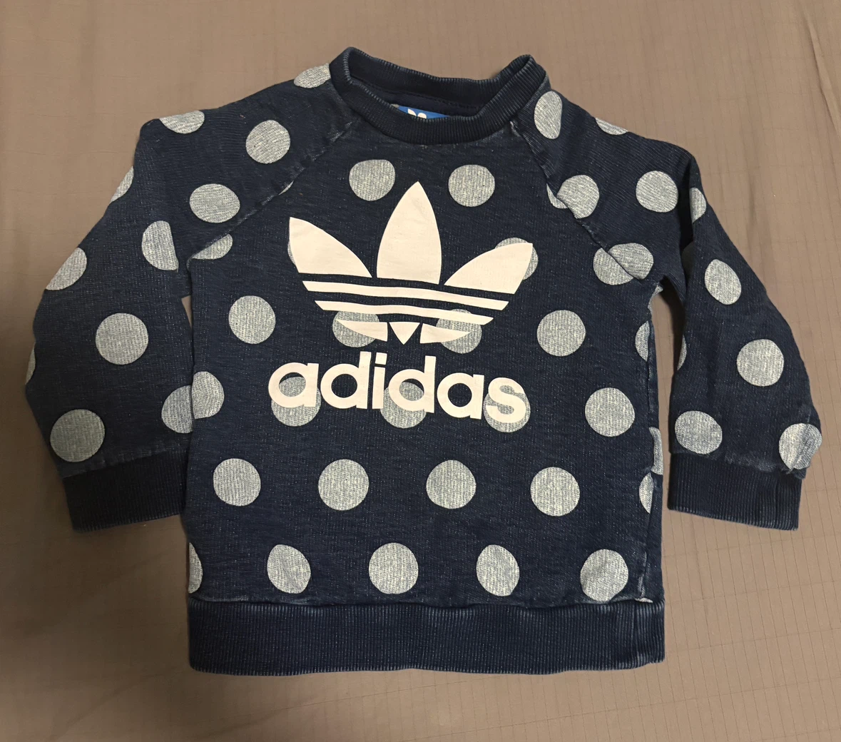 Adidas Originals Kids 2T Blue and White Polka Dot Sweatshirt