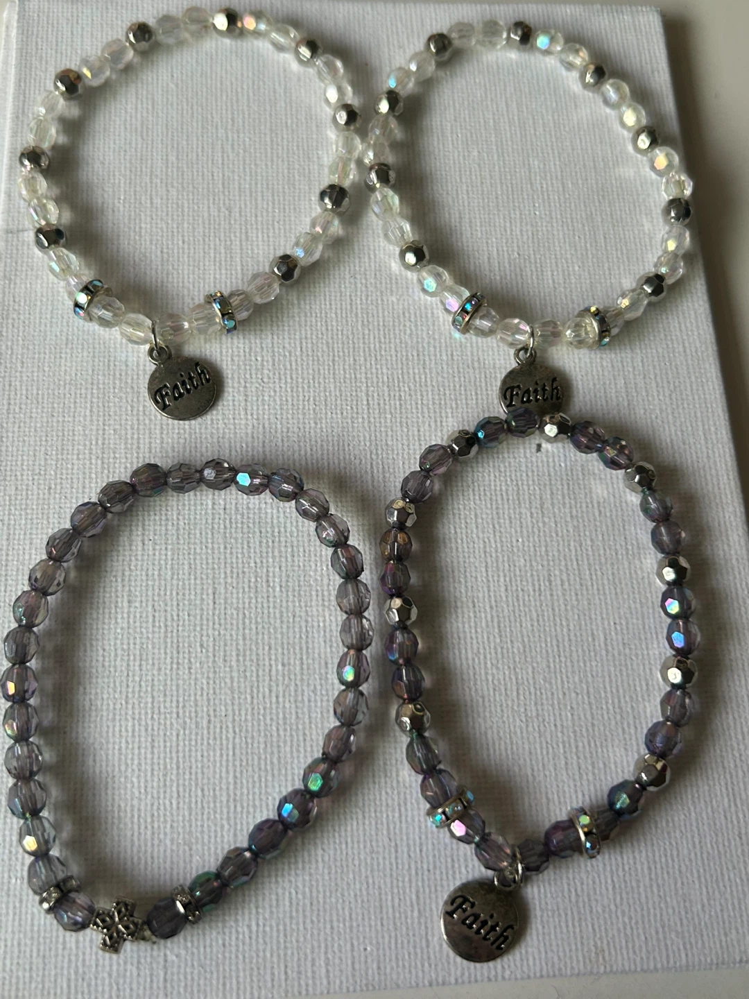 Beaded Bracelets with "Faith" Charms