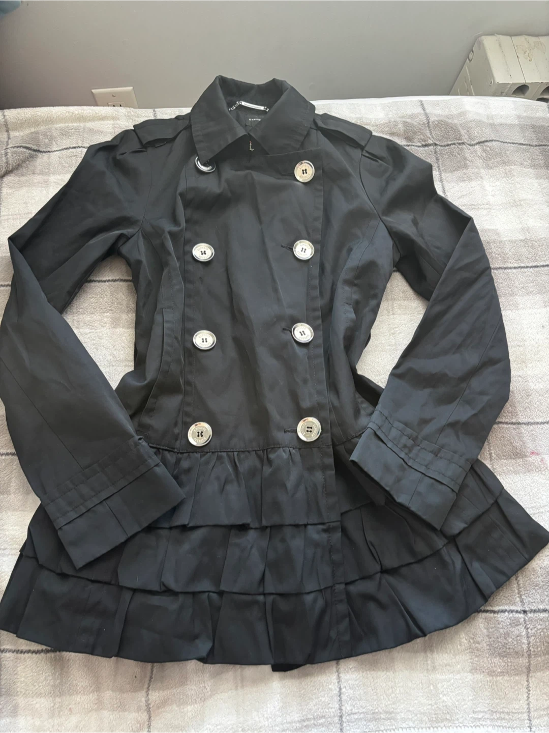 Black Double-Breasted Express Peacoat