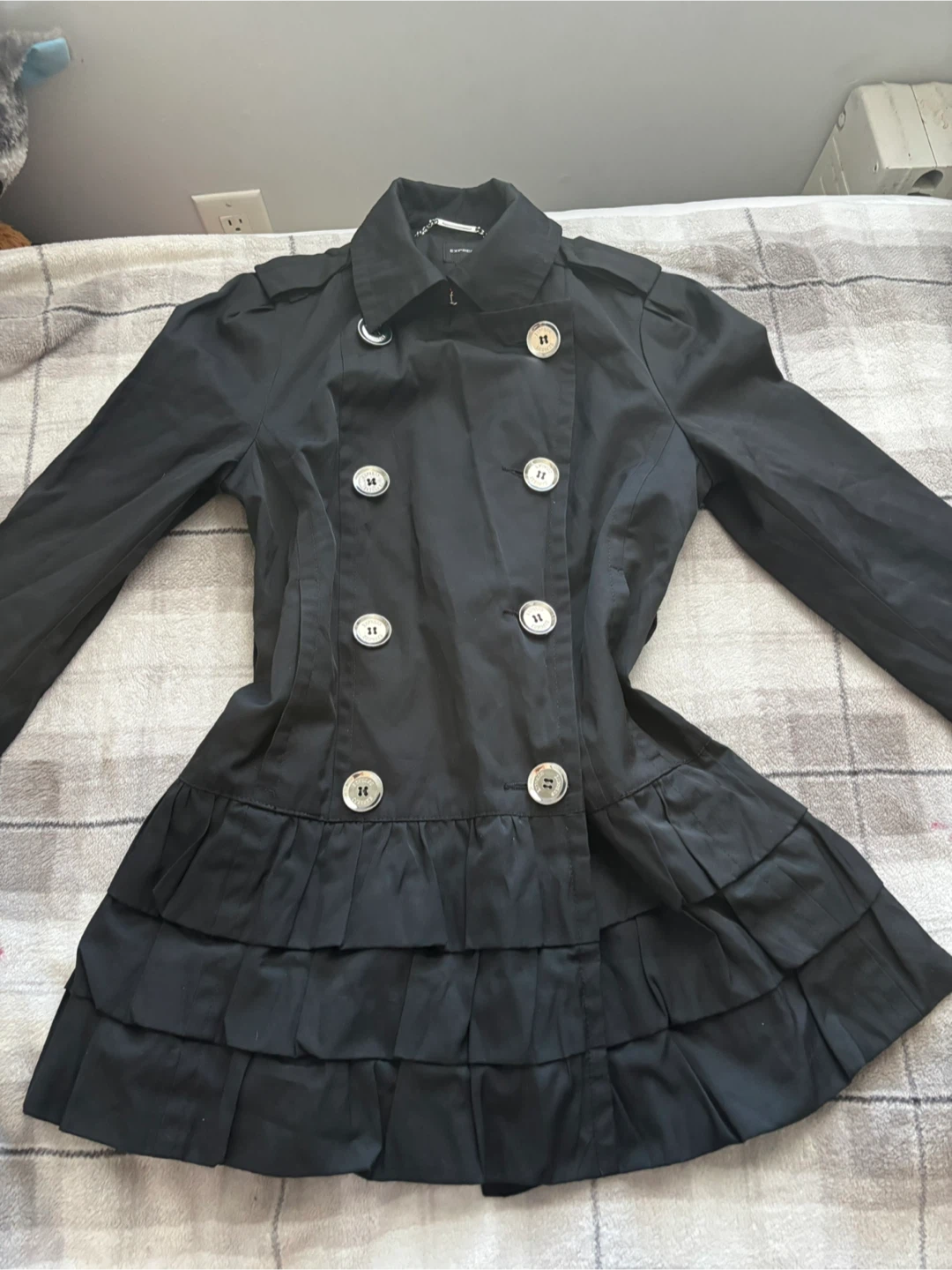 Black Double-Breasted Express Peacoat - photo 3
