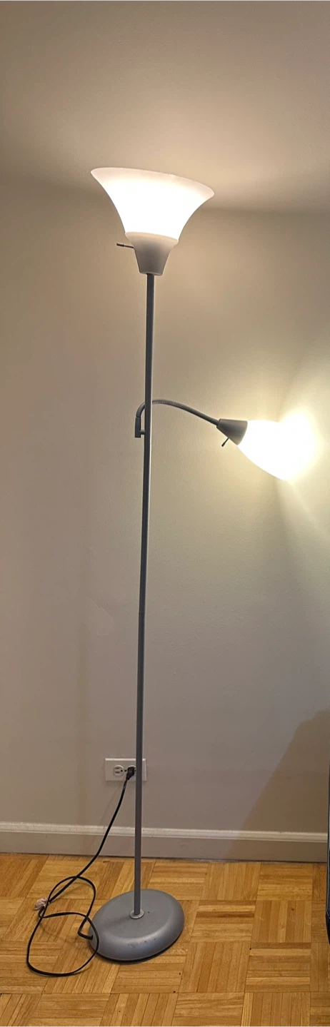 Gray Dual Head Floor Lamp