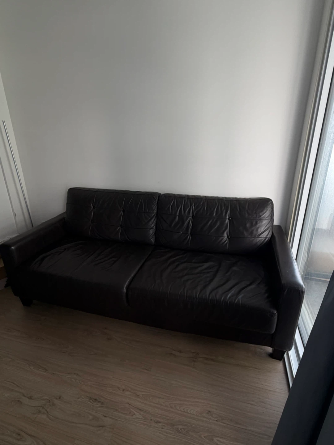 Black Leather Couch - photo 2