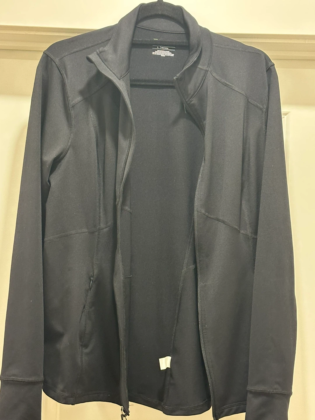 Black Athletic Zip-Up Jacket – Size Large