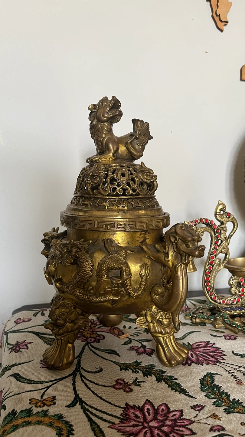 Ornate Brass Dragon Incense Burner