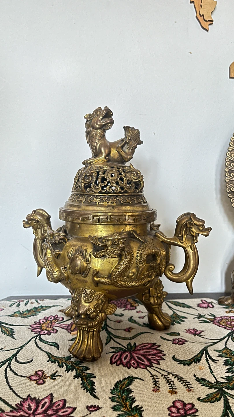 Ornate Brass Dragon Incense Burner - photo 2