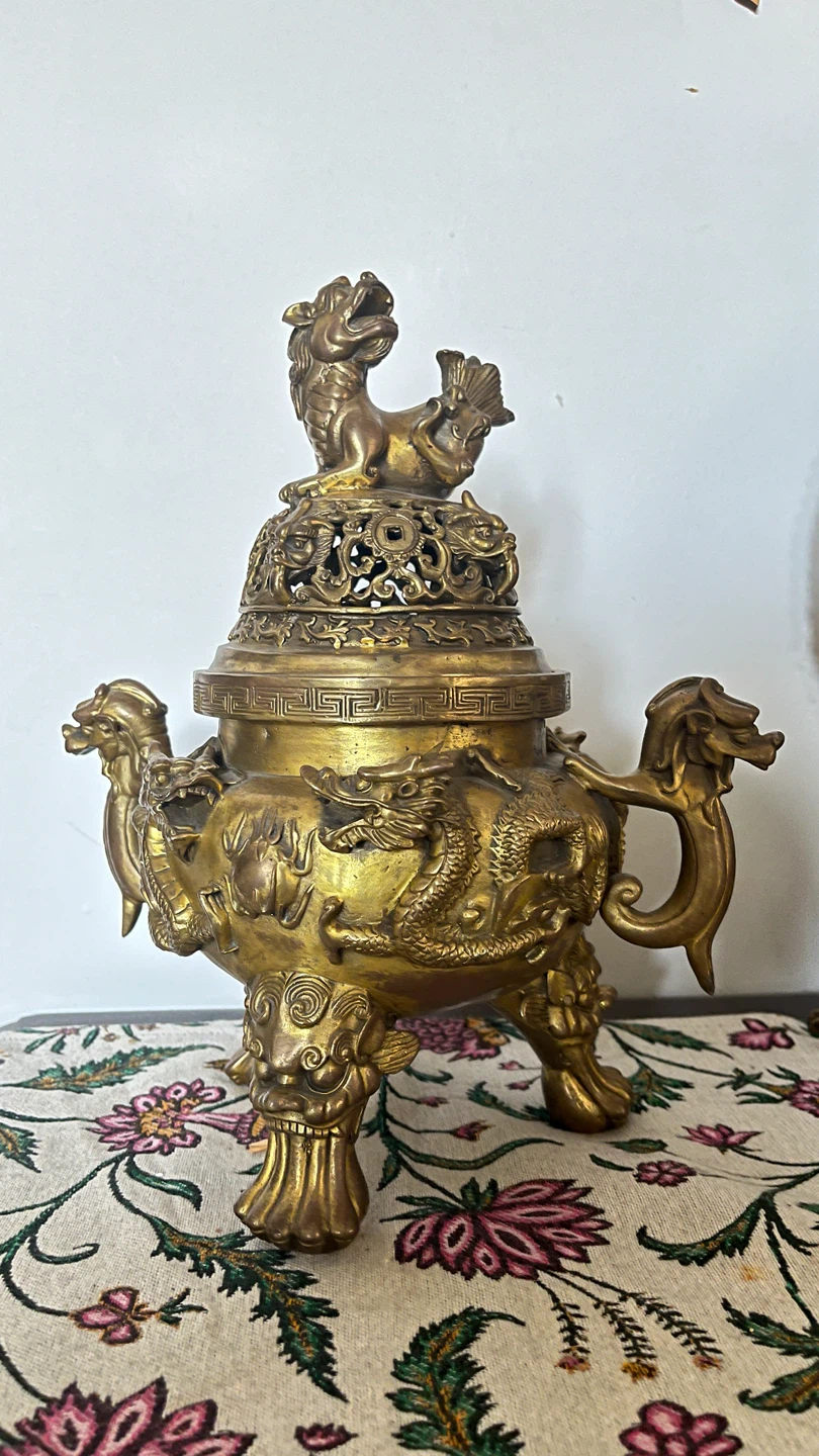 Ornate Brass Dragon Incense Burner - photo 3