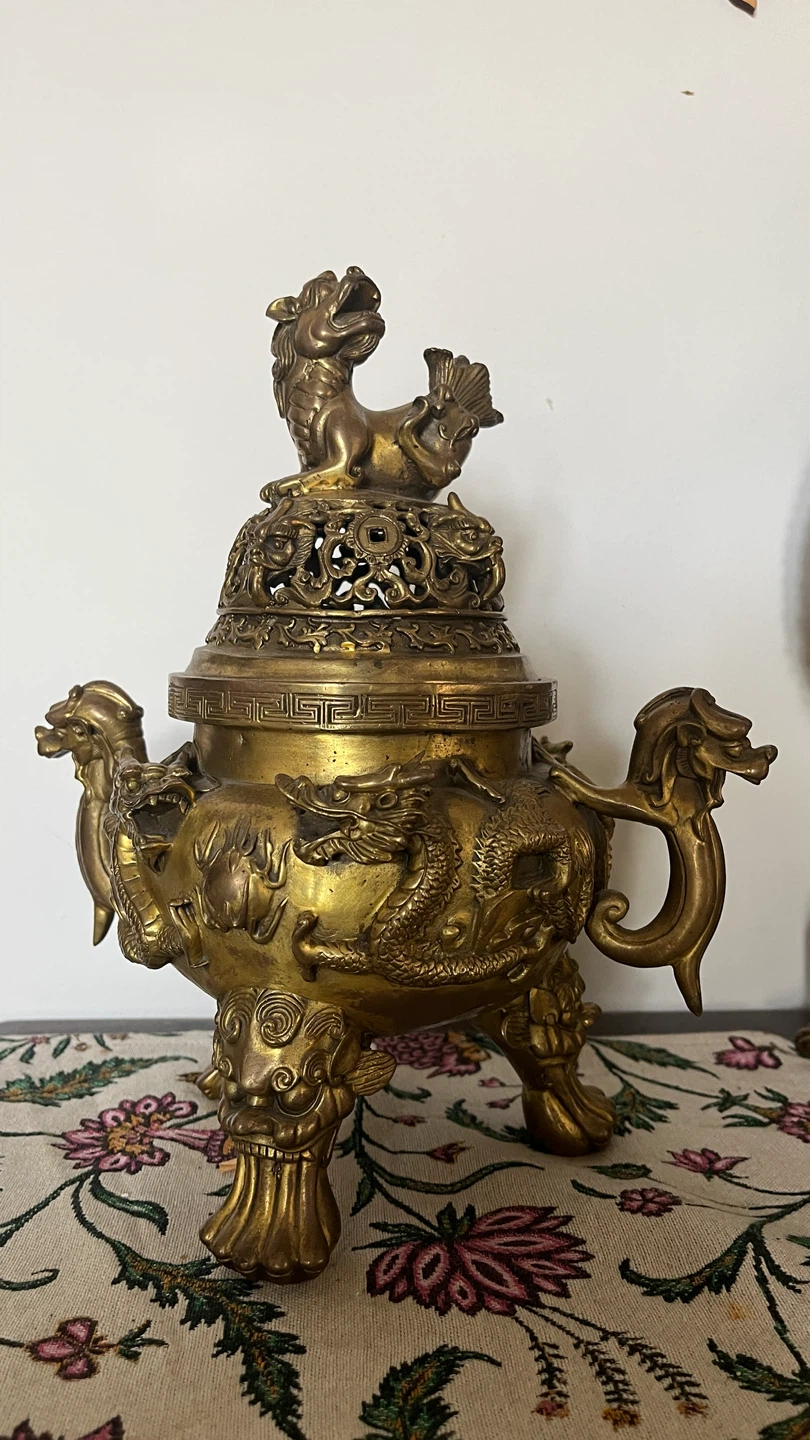 Ornate Brass Dragon Incense Burner - photo 4
