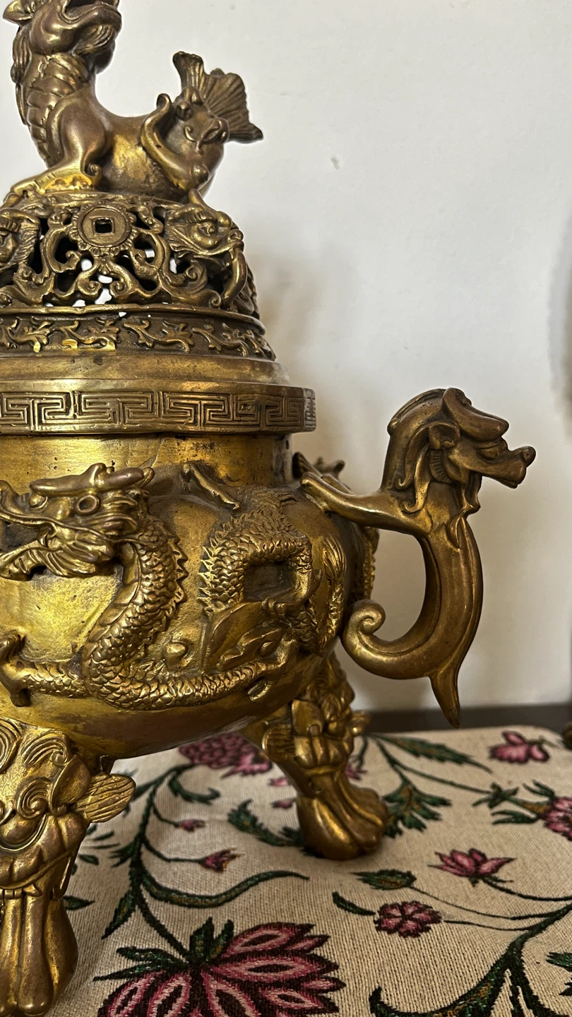 Ornate Brass Dragon Incense Burner - photo 5