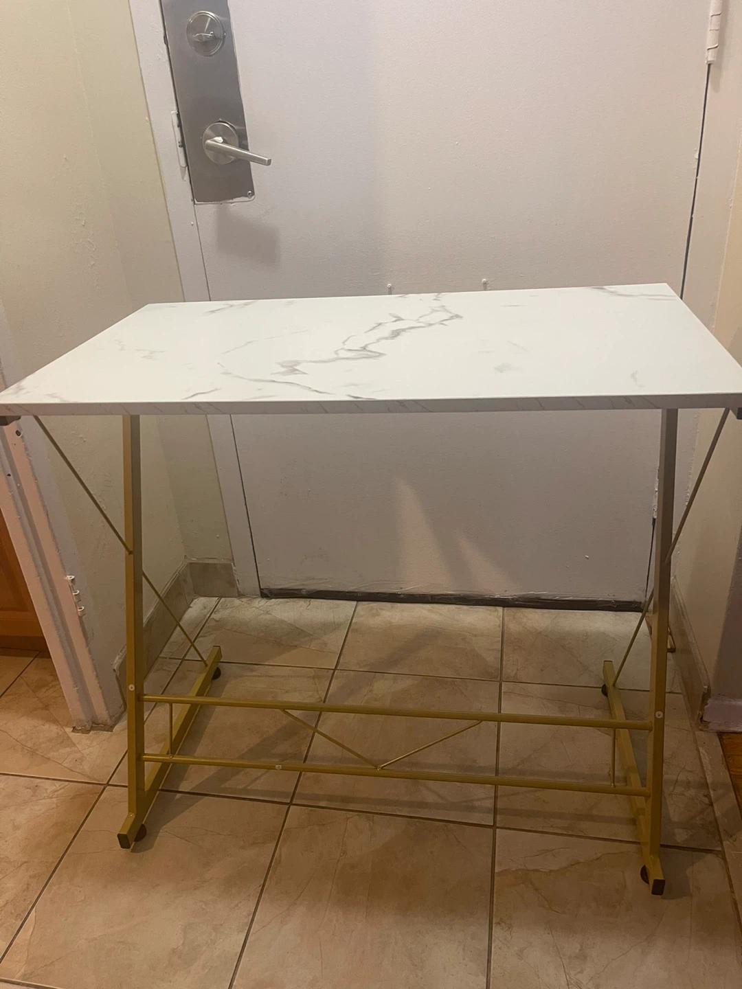White Marble Effect Console Table