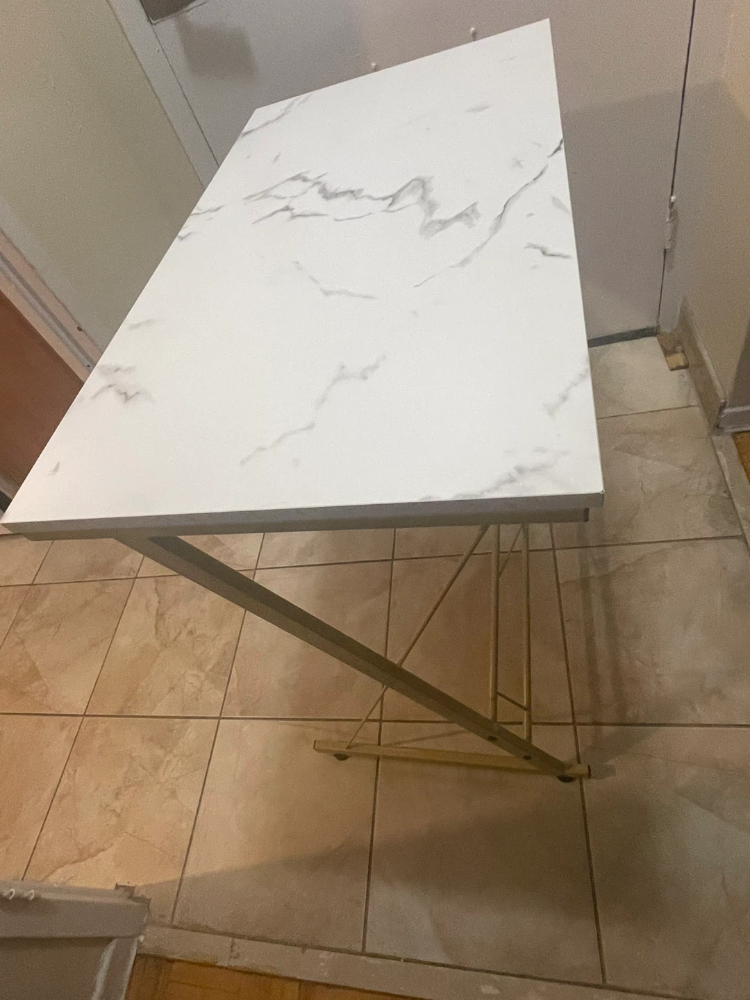 White Marble Effect Console Table - photo 3