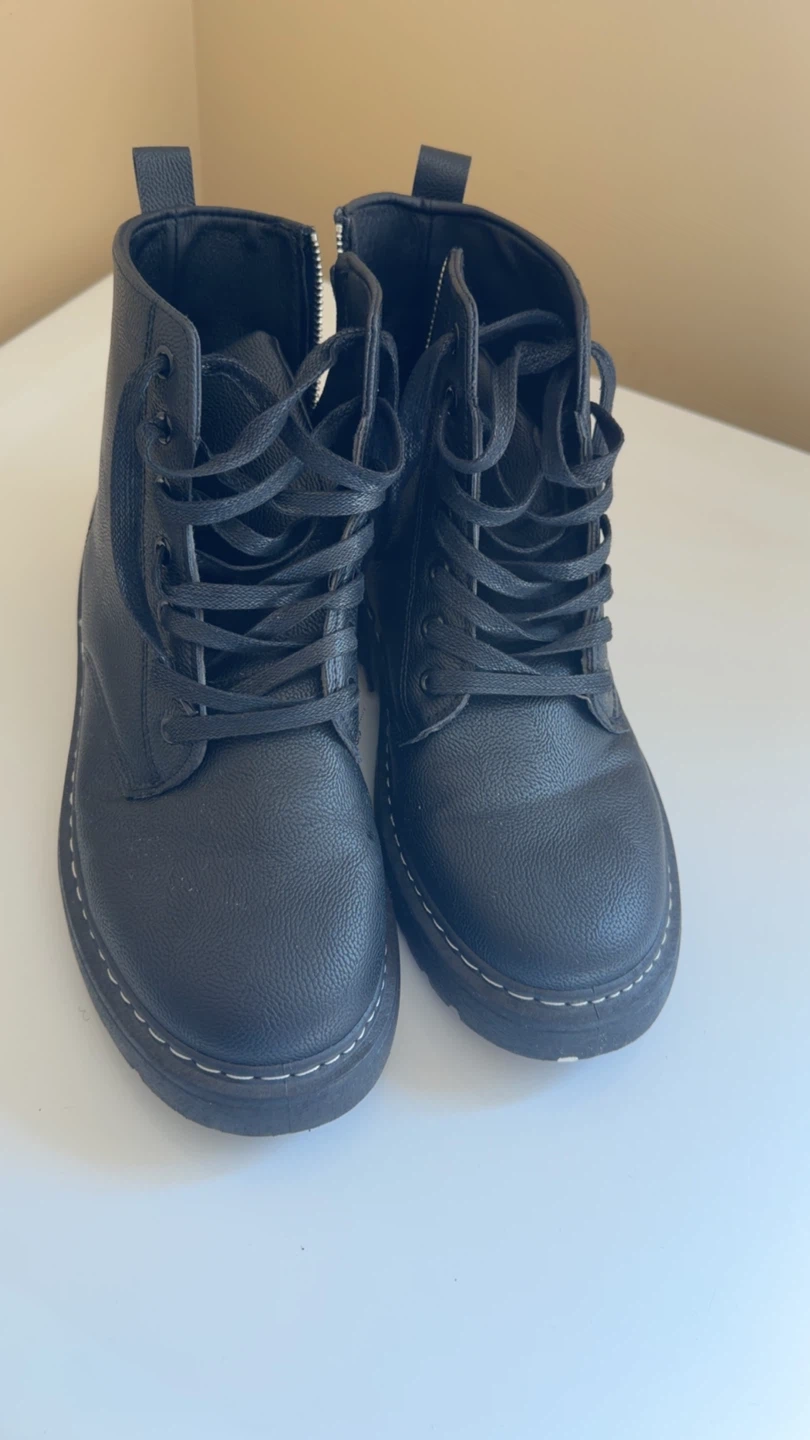 Black Lace-Up Combat Boots