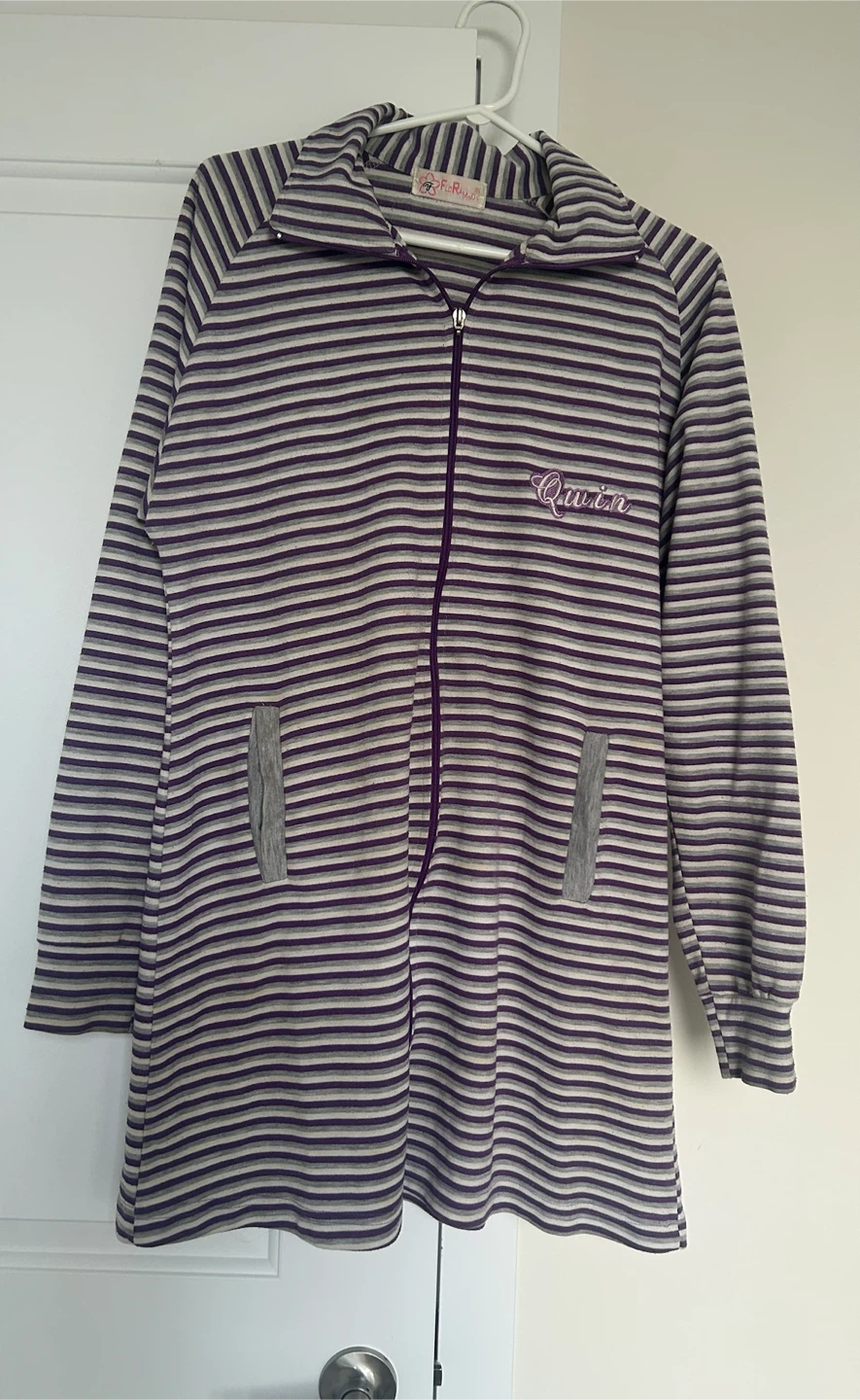 Floramode Striped Zip-Up Robe/Dress