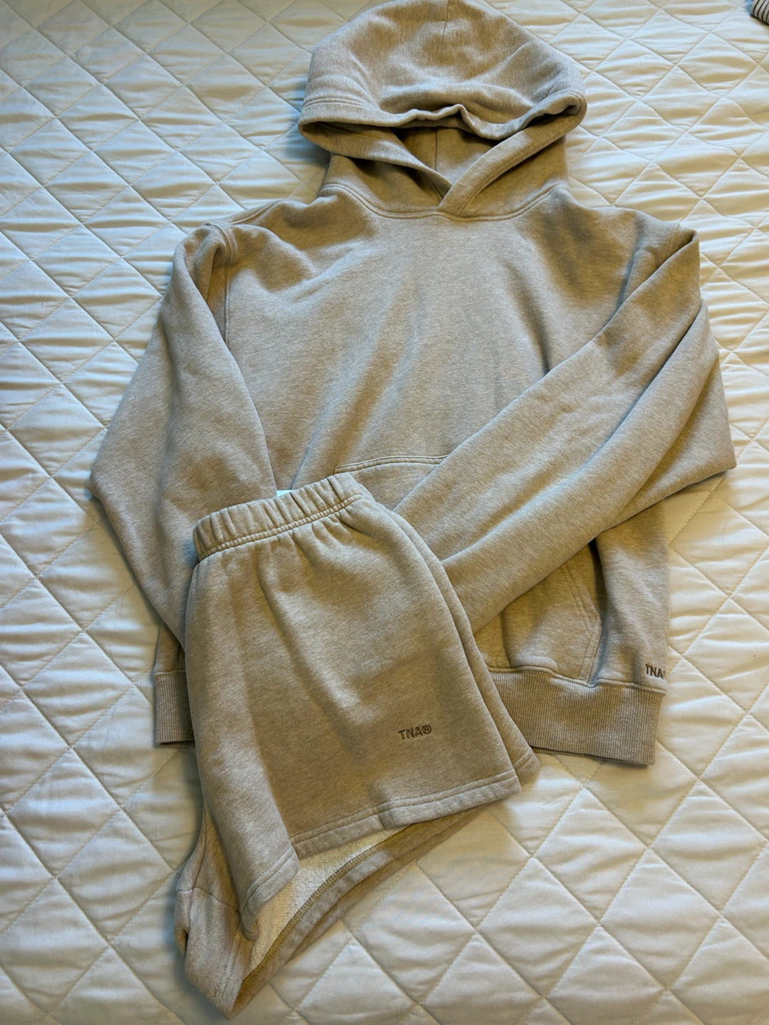TNA Beige Hoodie and Shorts Set