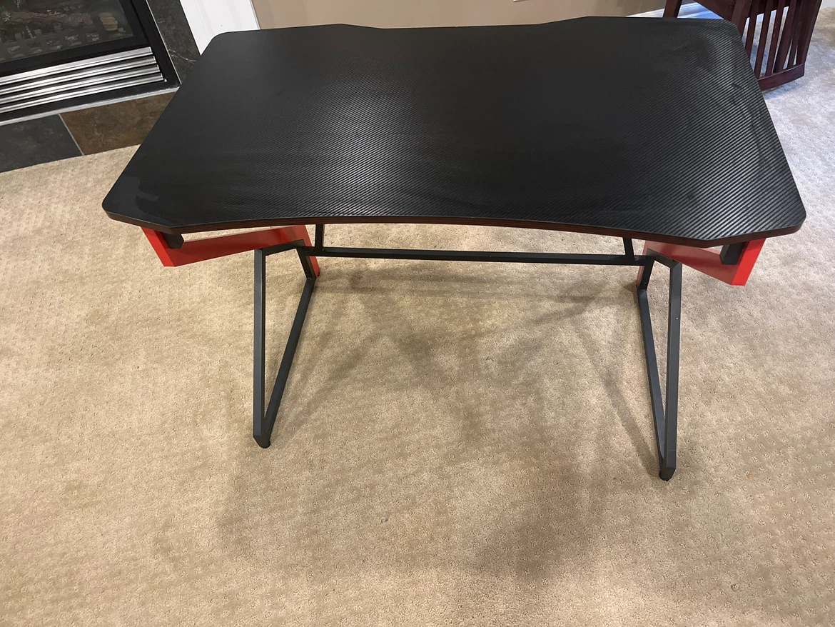 Black Gaming Desk with Red Accents - photo 3