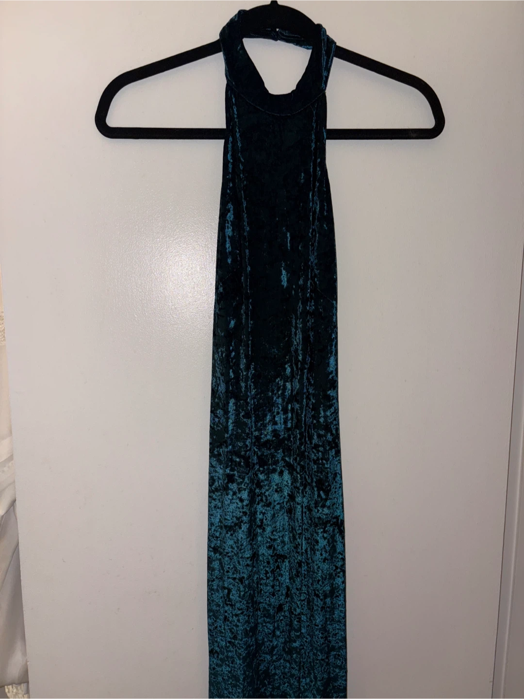 Teal Velvet Halter Maxi Dress - photo 3