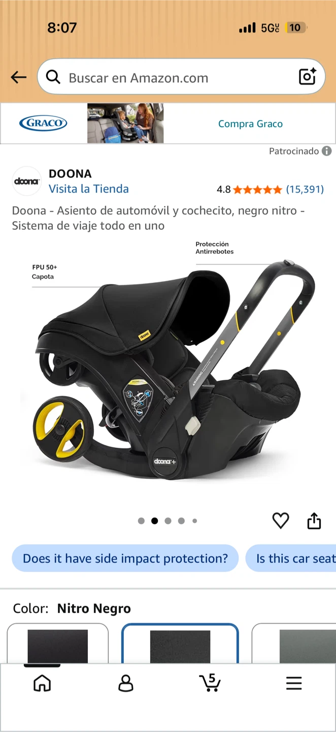 Doona Car Seat and Stroller Combo - Nitro Black - photo 2