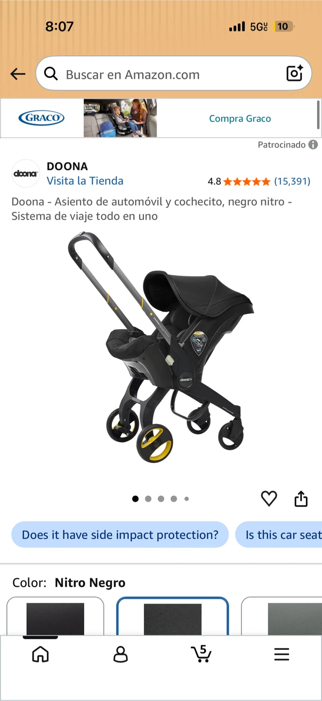 Doona Car Seat and Stroller Combo - Nitro Black - photo 3