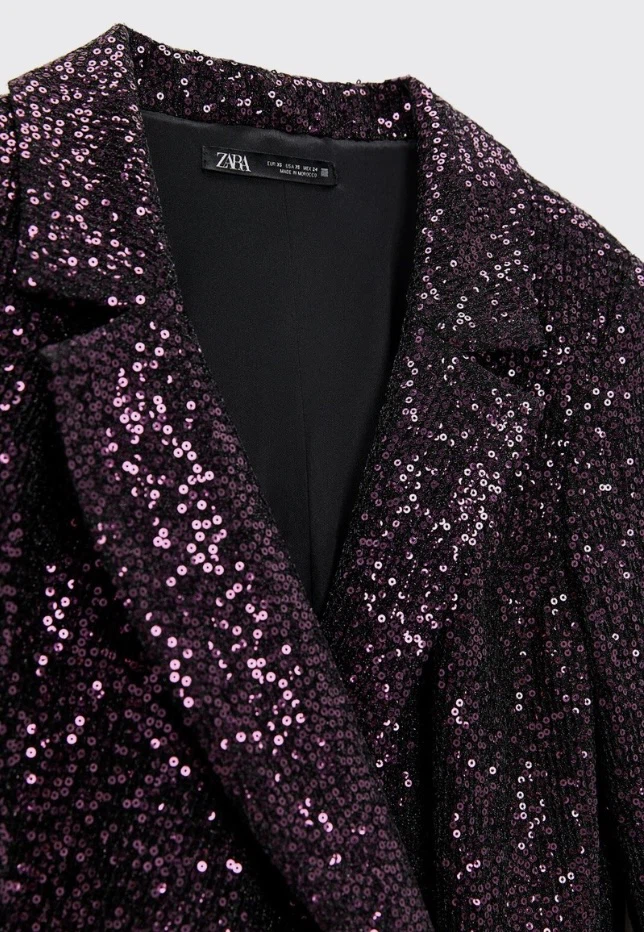 ZARA Sequin Blazer Dress Purple - photo 2