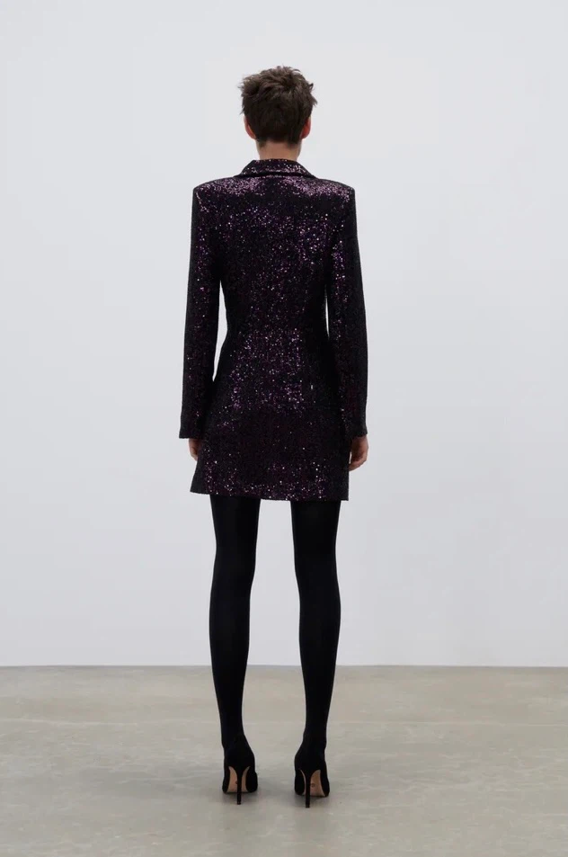ZARA Sequin Blazer Dress Purple - photo 4