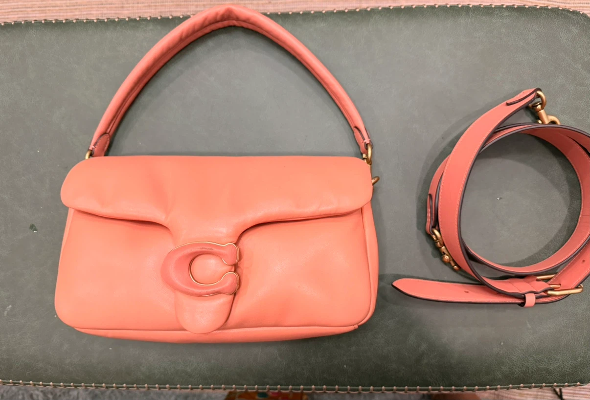Coach Pillow Tabby Shoulder Bag 26 inches Peach Leather
