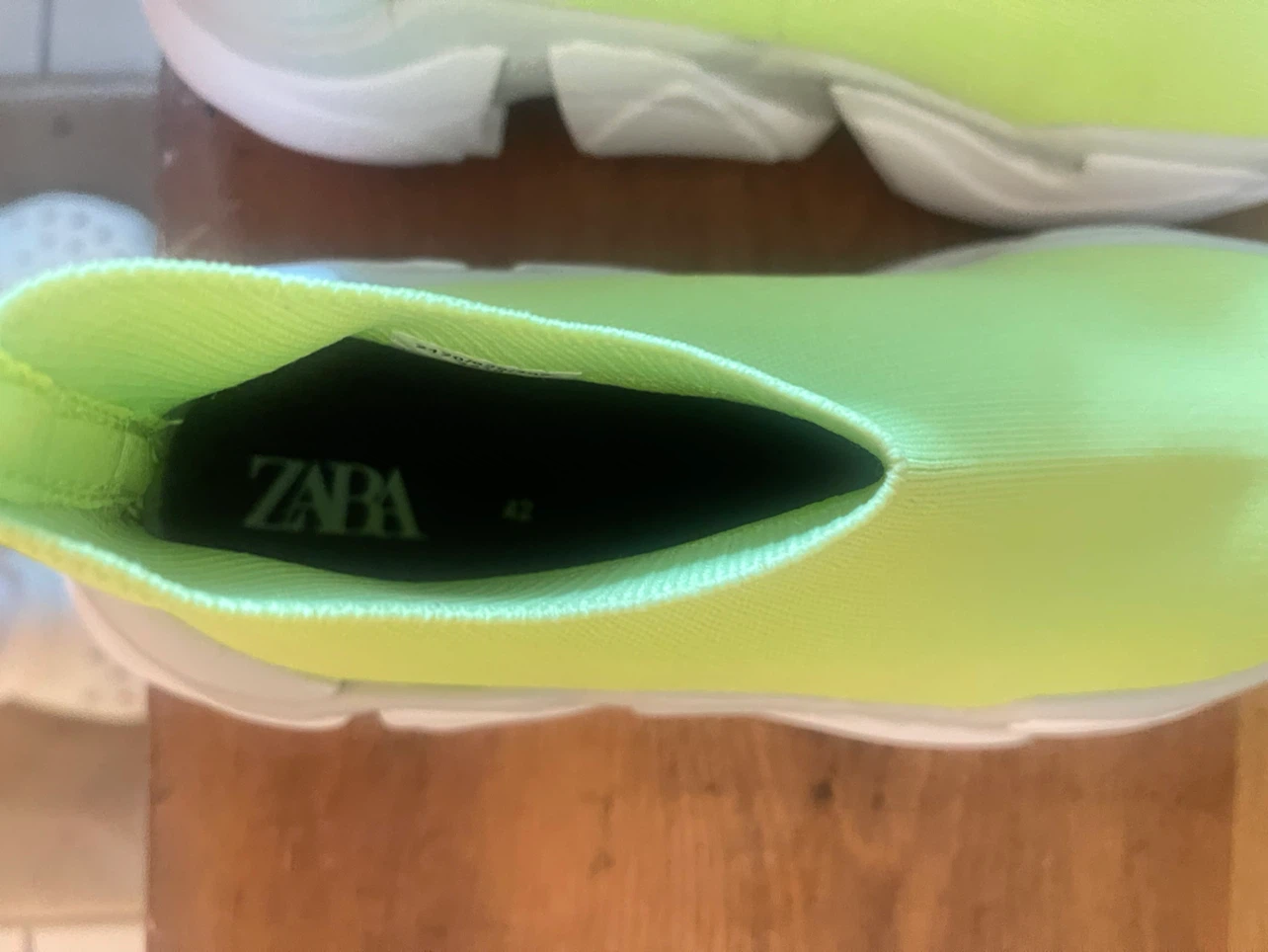 ZARA Neon Yellow Knit Sock Sneakers - photo 5