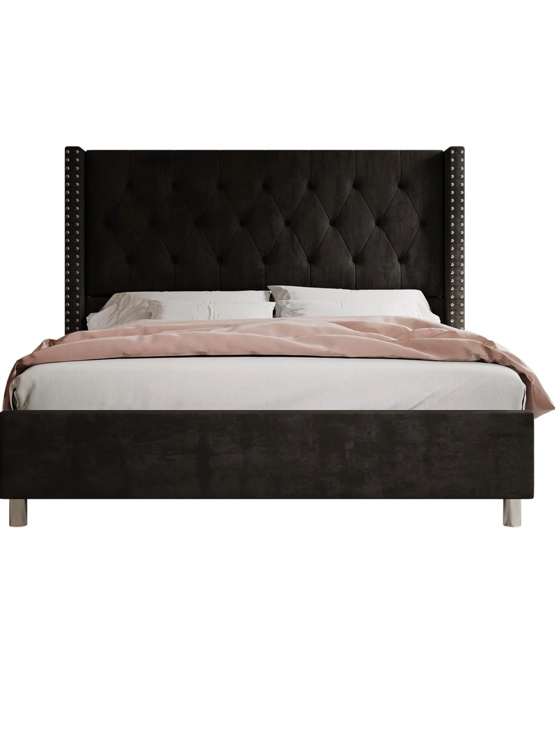 Queen Size Tufted Velvet Bed Frame - photo 4