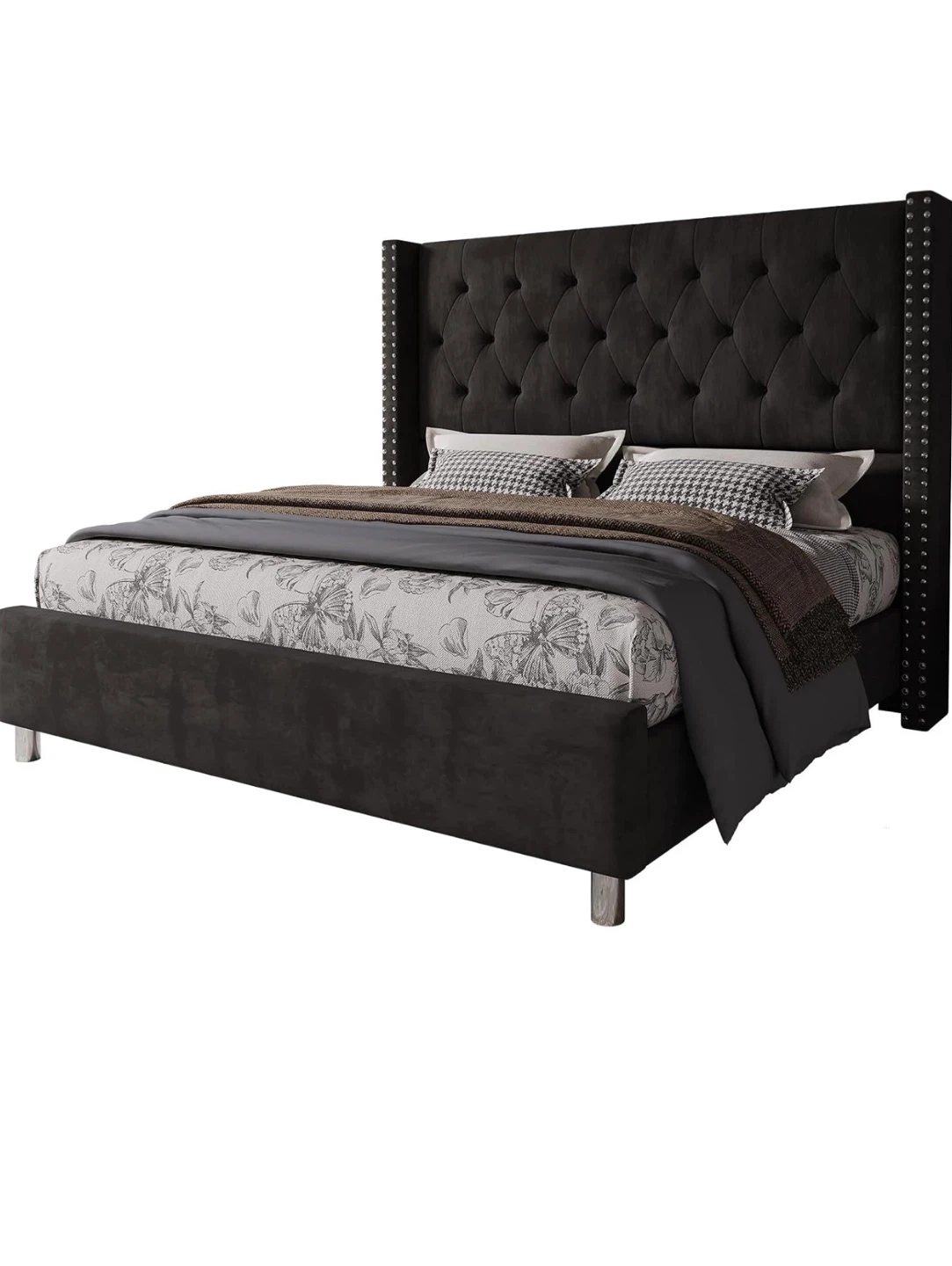Queen Size Tufted Velvet Bed Frame - photo 5