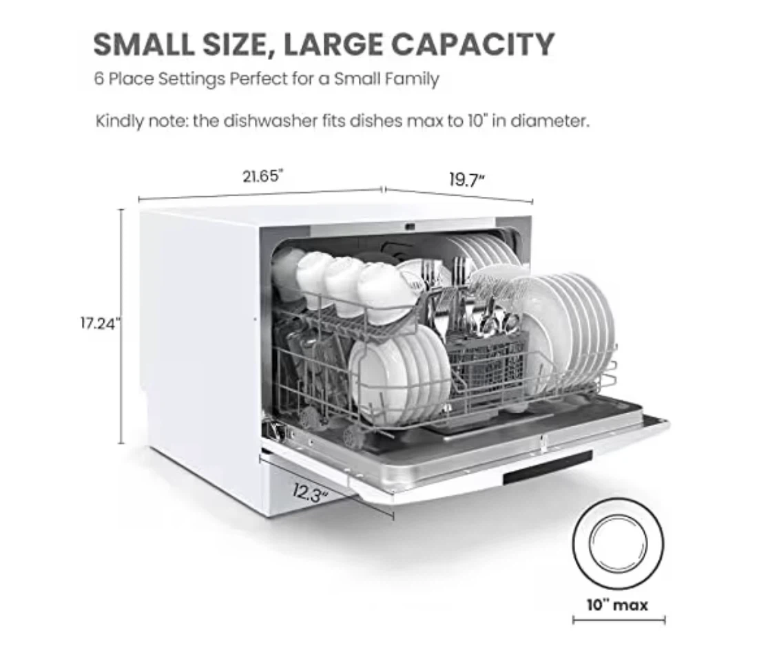 Comfee 6 Place Settings Countertop Dishwasher - White - photo 2