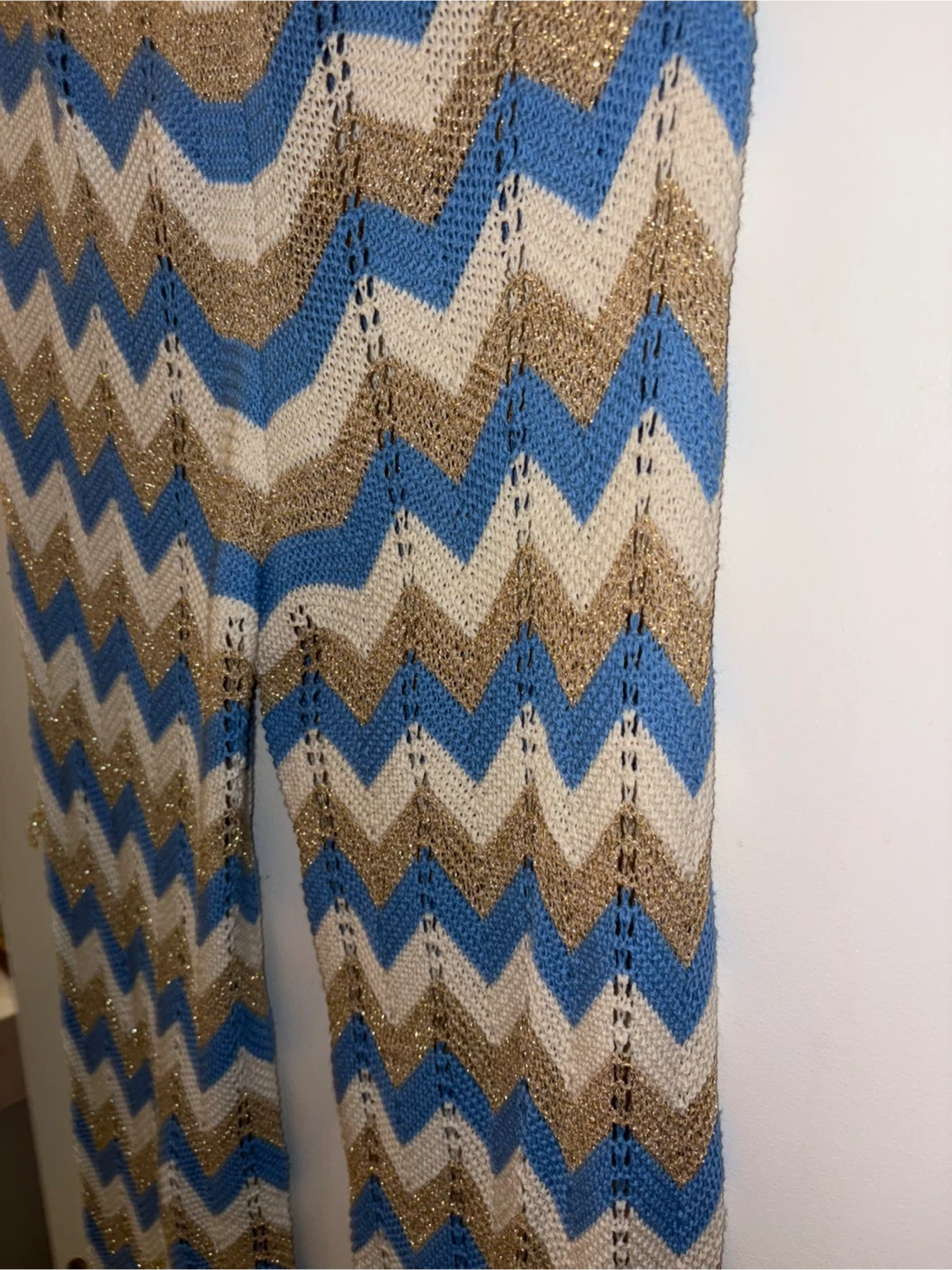 Chevron Knit Pants - Blue/Cream/Gold - photo 2