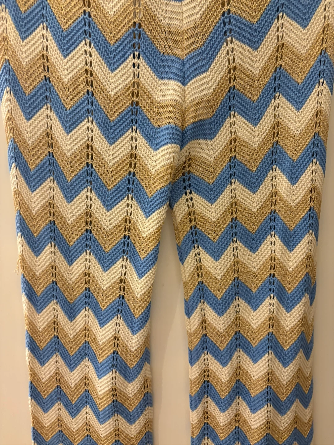 Chevron Knit Pants - Blue/Cream/Gold - photo 3