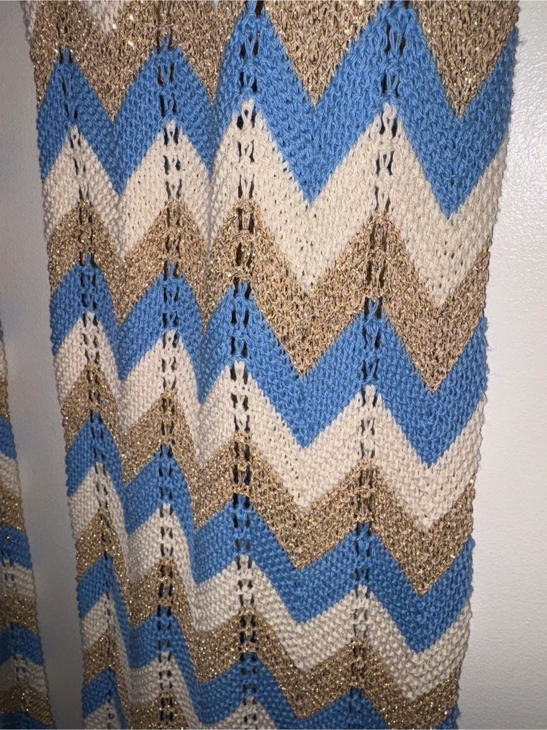 Chevron Knit Pants - Blue/Cream/Gold - photo 5