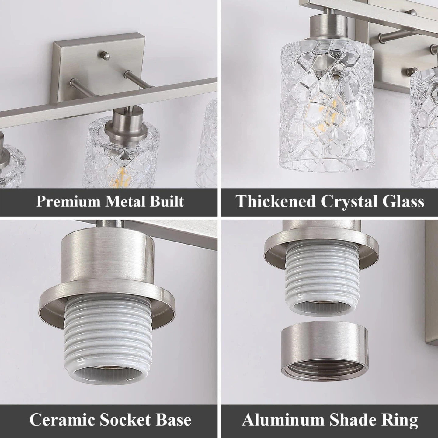 Emliviar 3-Light Vanity Light with Clear Geometric Glass - BNIB - photo 3