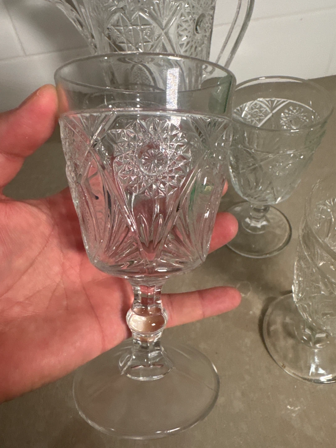 Vintage Crystal Pitcher and Glasses Set - photo 2