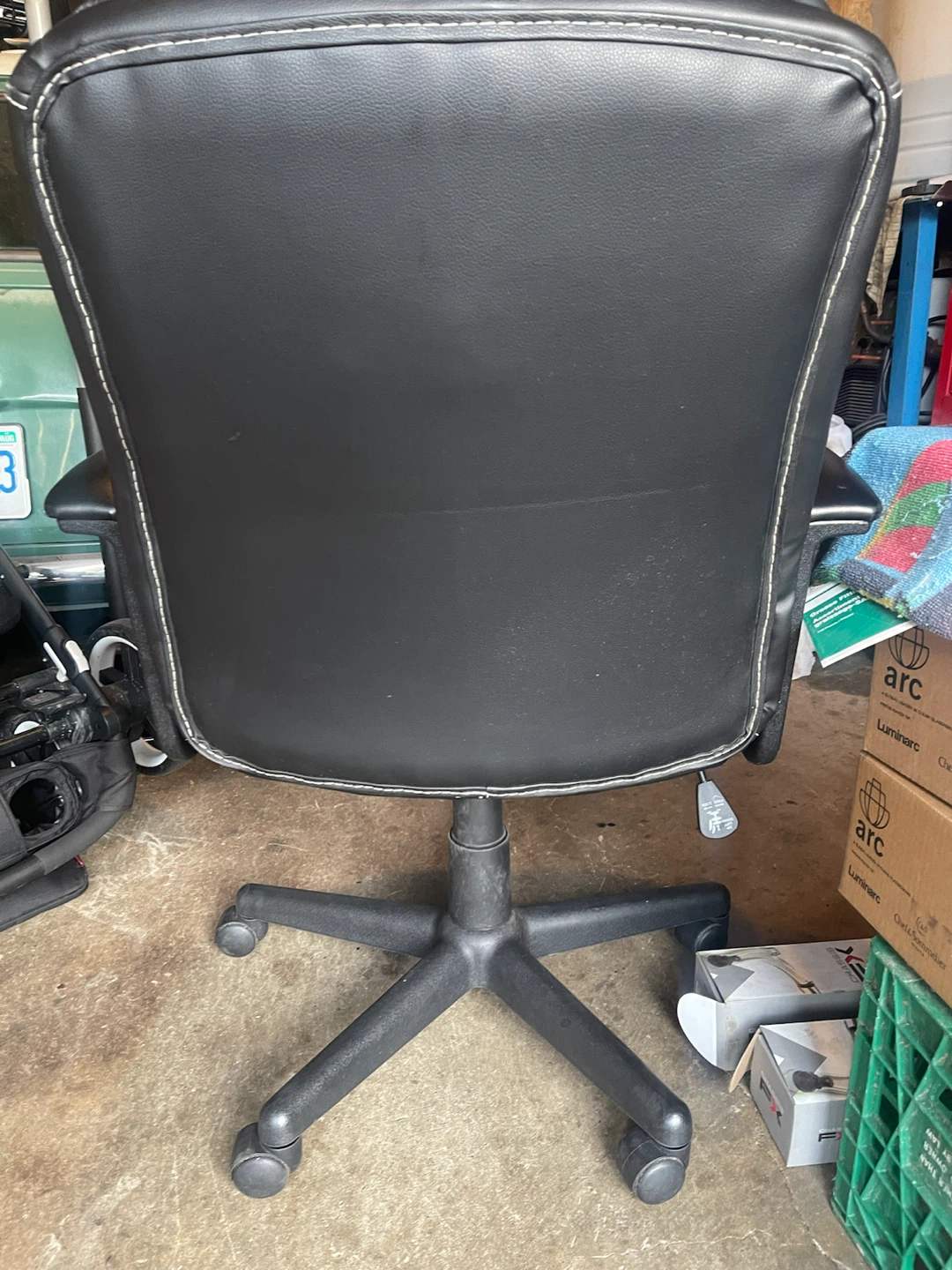 Black Faux Leather Office Chair - photo 2