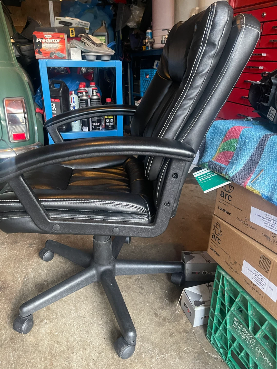 Black Faux Leather Office Chair - photo 4