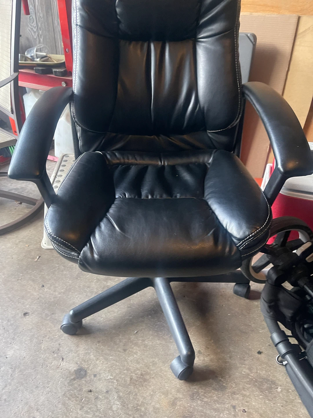Black Faux Leather Office Chair - photo 5