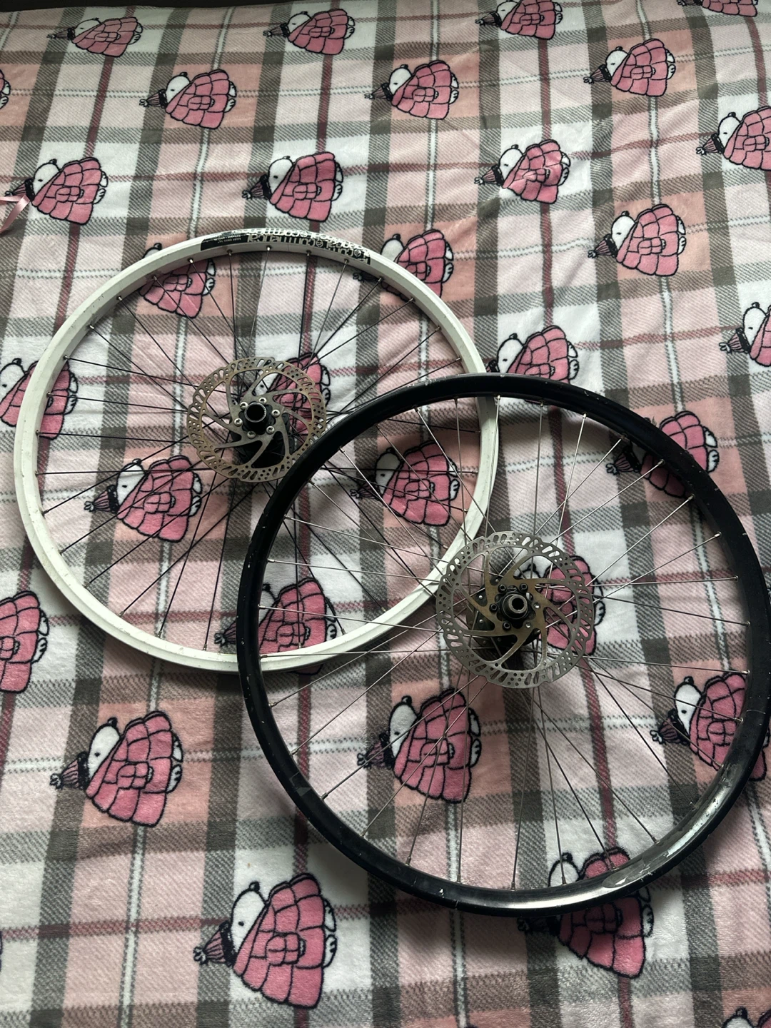 Bicycle wheel set with disc rotors