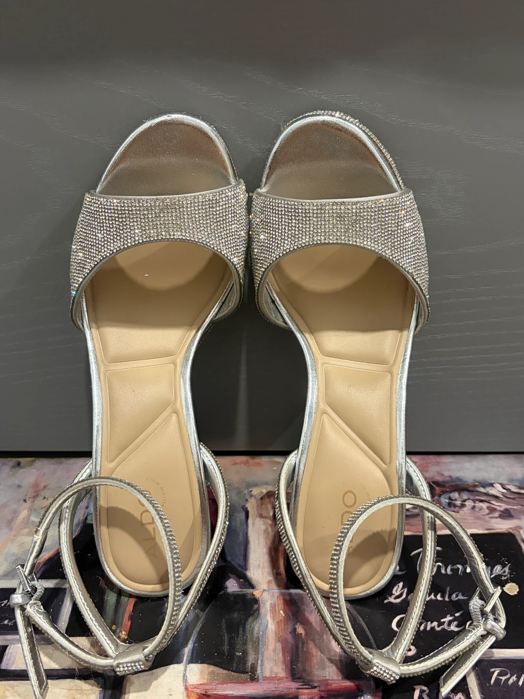 ALDO Sparkly Silver Block Heels - photo 3