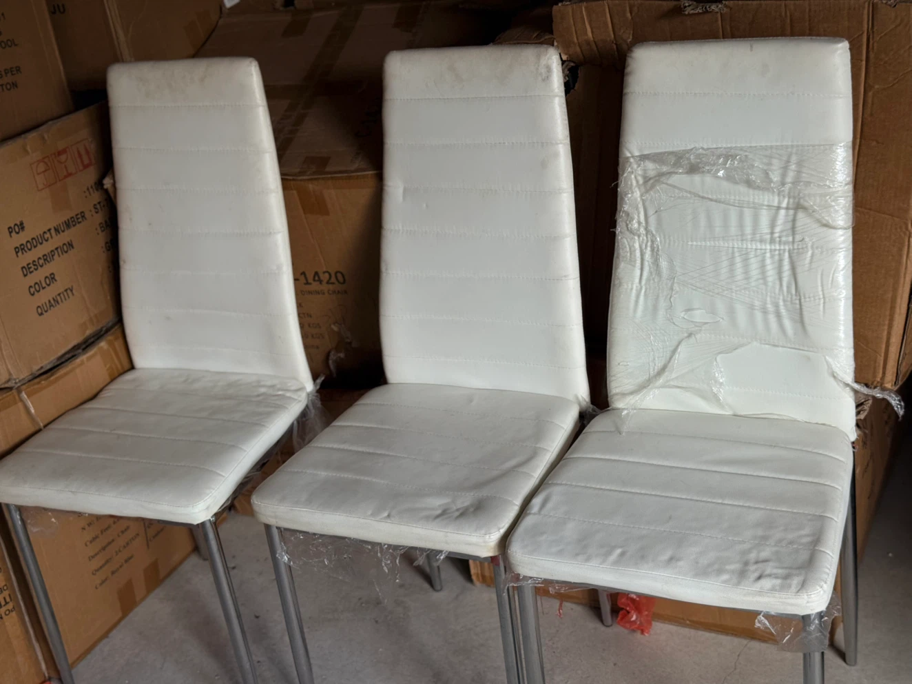Set of 3 White Dining Chairs