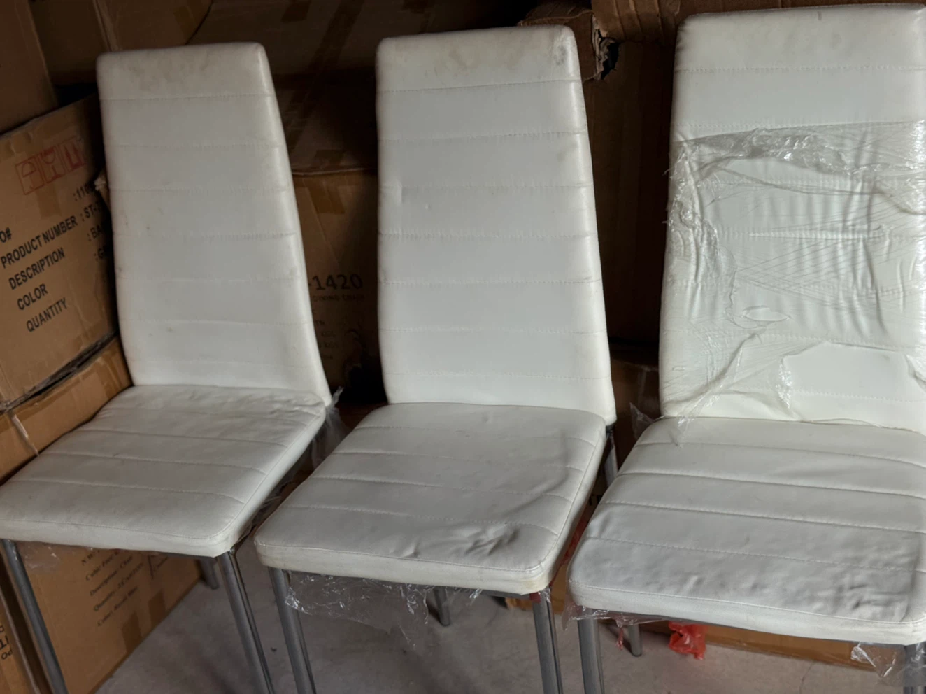 Set of 3 White Dining Chairs - photo 2