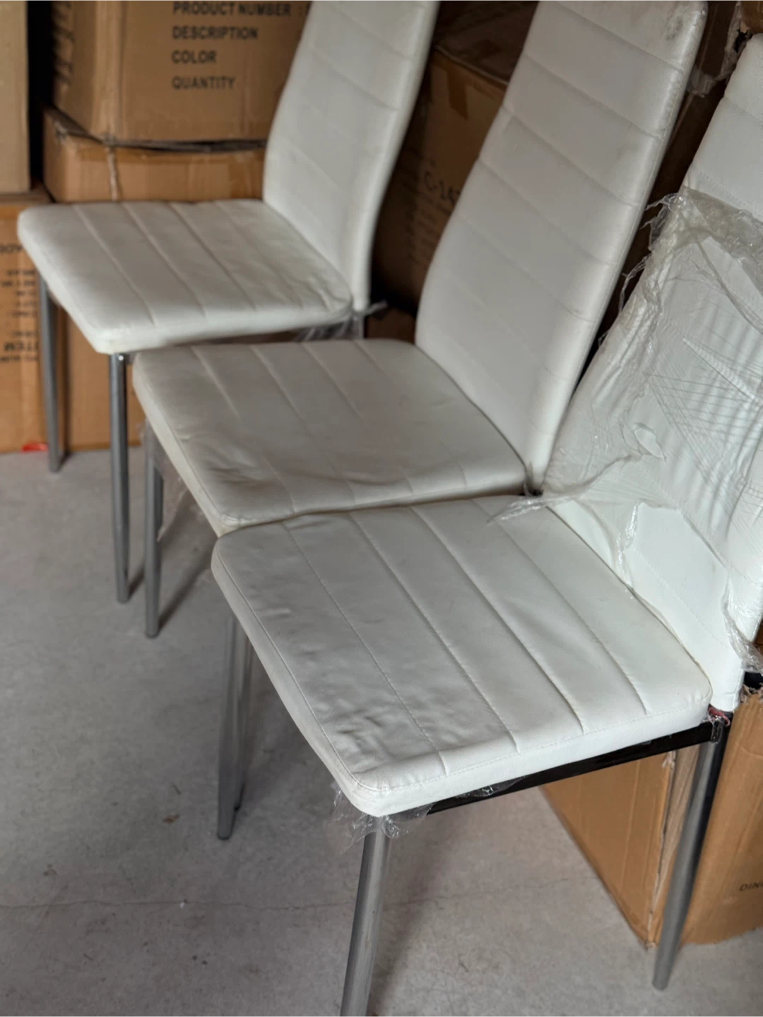 Set of 3 White Dining Chairs - photo 3