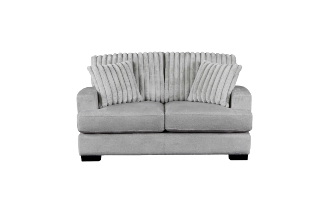 Light Grey Loveseat with Textured Back
