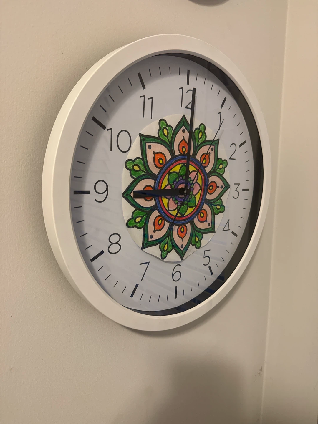 White Wall Clock with Mandala Design - photo 2