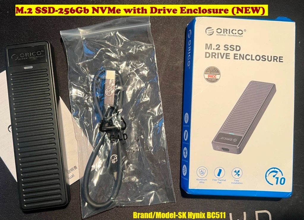 M.2 SSD-256Gb NVMe with Drive Enclosure (NEW)