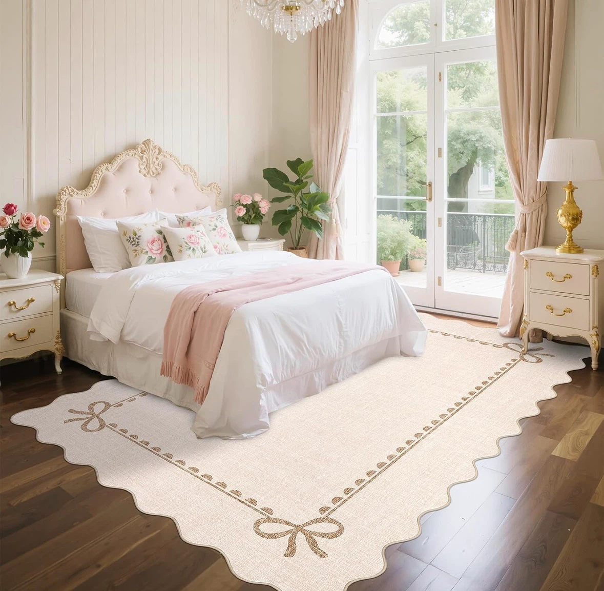 Scalloped Edge Rug with Bow Design 8x10 ft - photo 2