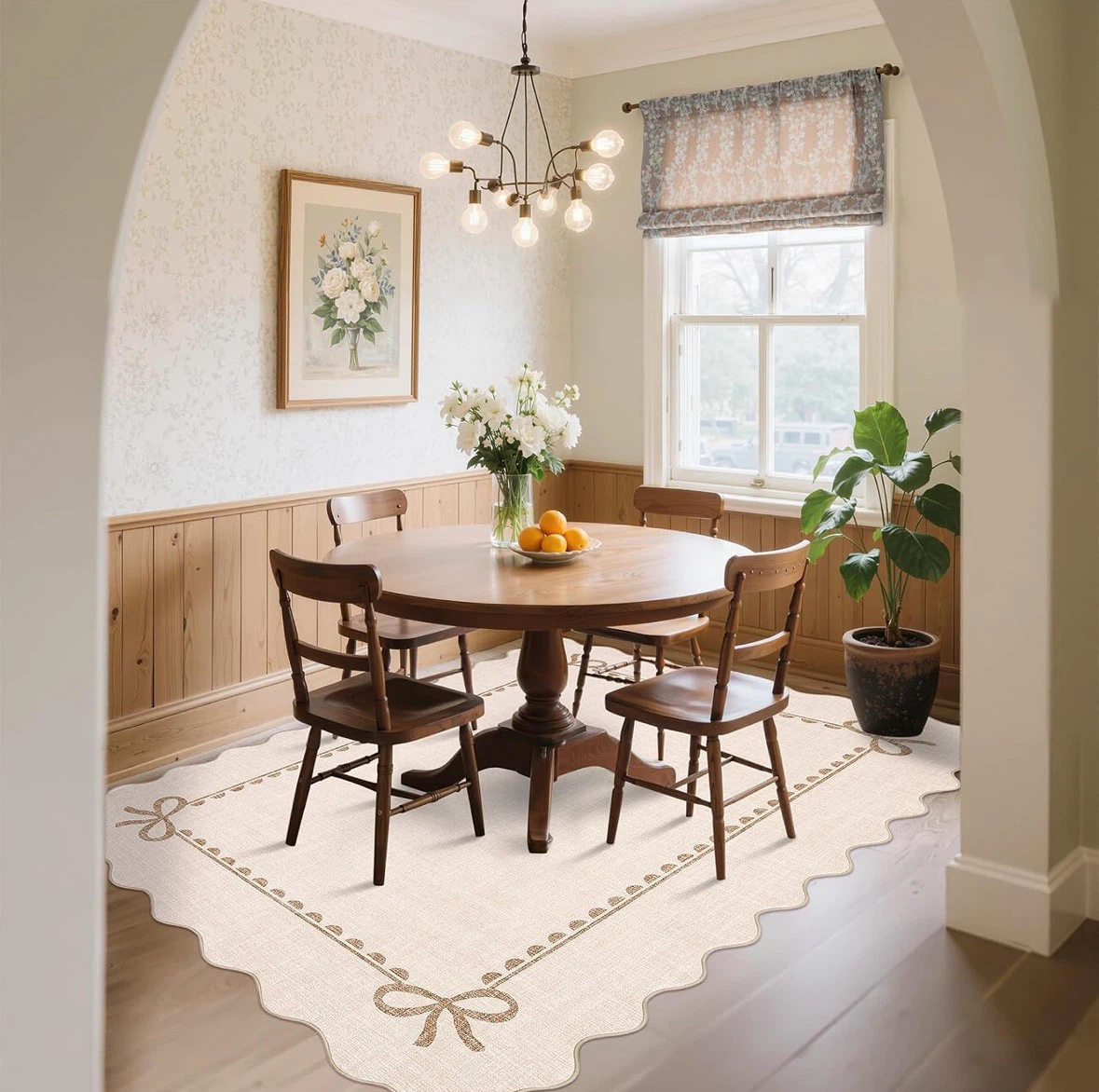 Scalloped Edge Rug with Bow Design 8x10 ft - photo 3
