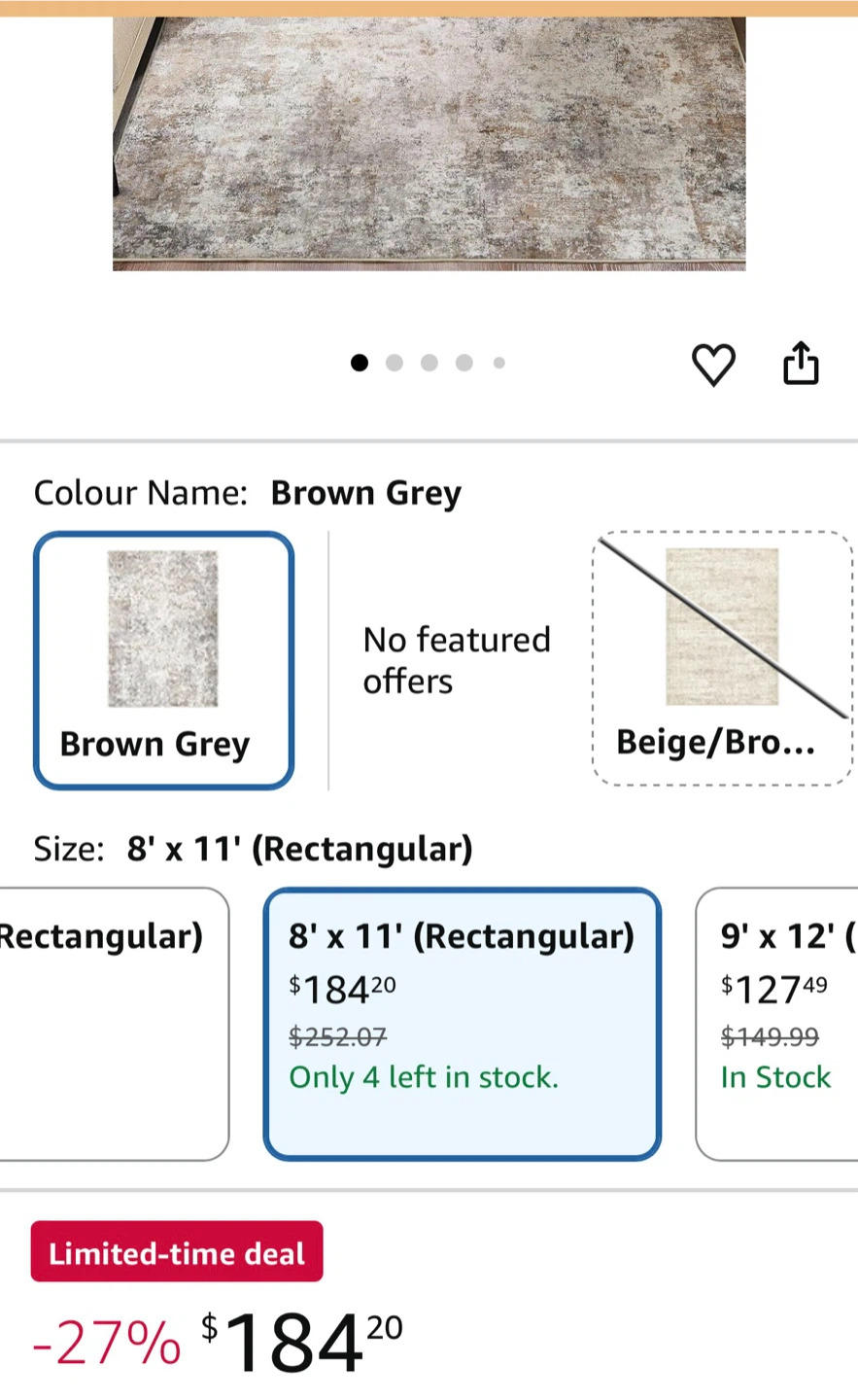 Brown Grey Area Rug - 8' x 11'ft - photo 3